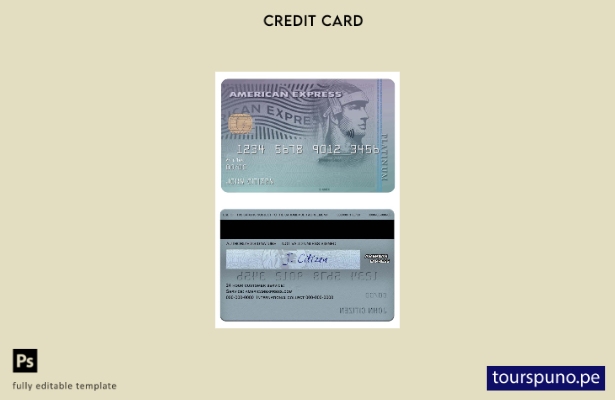 listo para imprimir plantilla de tarjeta platino amex de USA Discover Bank